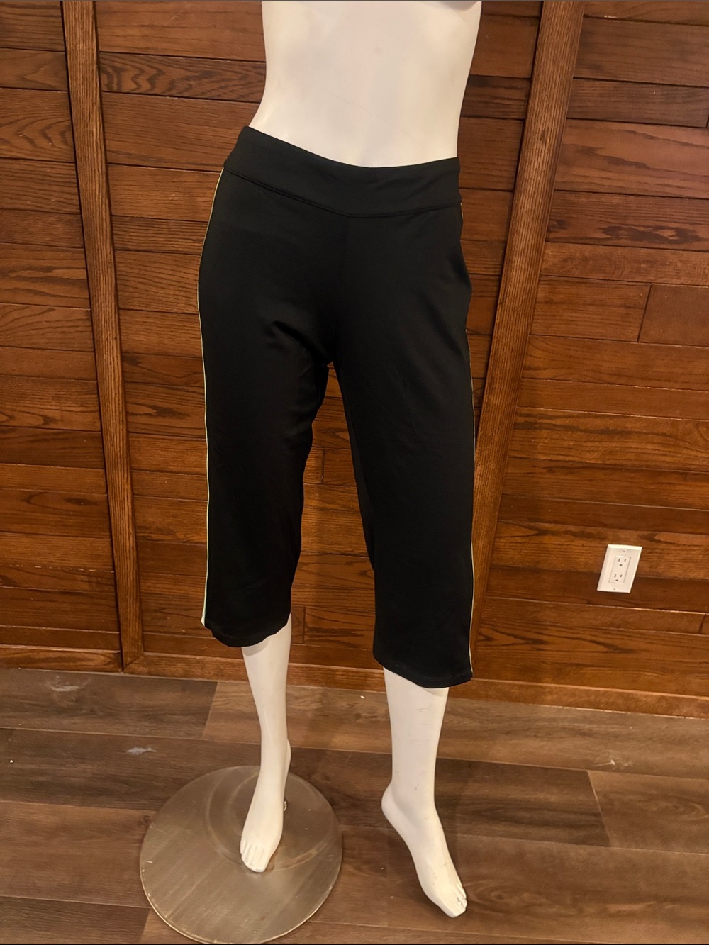 Izod Black Cropped Capris with Contrasting Side Stripe